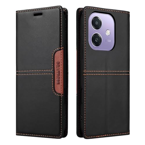 Netany Handyhülle Kompatibel mit Oppo A3X 4G / 5G Handyhülle mit Kartenhalter, Brieftaschenhalterfunktion, magnetischer Klappe, Premium-Lederklappen-Geldbörse, PU-Lederhüllenschutz (Schwarz) von Netany
