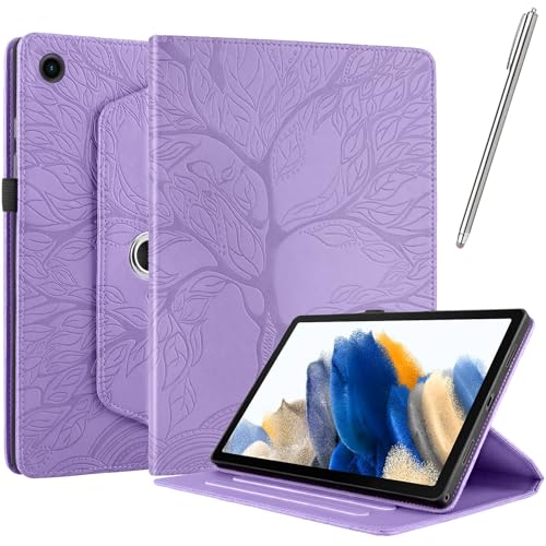 Netany Hülle für Lenovo M10 Plus Tablet 3Rd Gen 10.6 Zoll 2022 (Tb-125F/Tb-128F), mit Stifthalter und Stylus 360 Grad verstellbare Schutzhülle Lebensbaums [Nein Auto Schlaf/Wach] - Lila von Netany