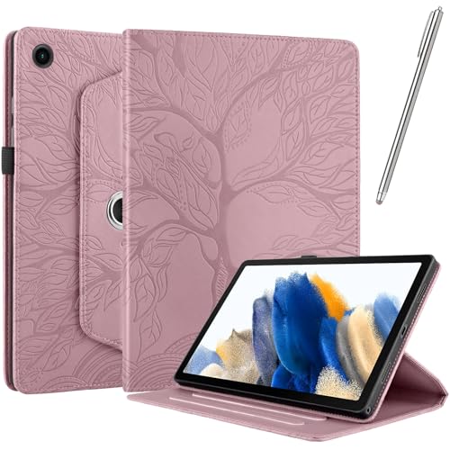 Netany Hülle für Lenovo M10 Plus Tablet 3Rd Gen 10.6 Zoll 2022 (Tb-125F/Tb-128F), mit Stifthalter und Stylus 360 Grad verstellbare Schutzhülle Lebensbaums [Nein Auto Schlaf/Wach] - Roségold von Netany