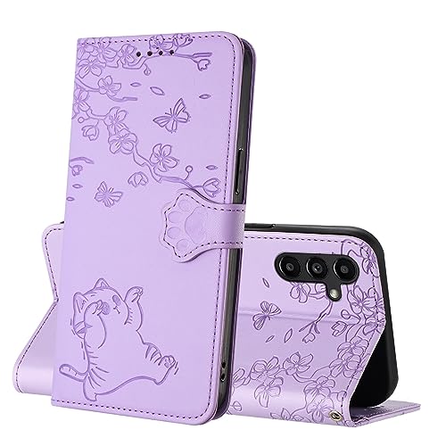 Netany Hülle für Samsung Galaxy A34 5G, Leder PU Brieftasche Handyhülle Case, mit Kartenfächern Standfunktion Stoßfeste Magnetklappe Handyhülle kompatibel mit Samsung A34 5G (Lila) von Netany