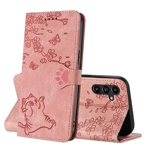 Netany Hülle für Samsung Galaxy A34 5G, Leder PU Brieftasche Handyhülle Case, mit Kartenfächern Standfunktion Stoßfeste Magnetklappe Handyhülle kompatibel mit Samsung A34 5G (Rosa) von Netany