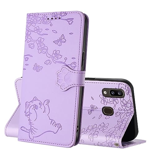 Netany Hülle für Samsung Galaxy A40, Leder PU Brieftasche Handyhülle Case, mit Kartenfächern Standfunktion Stoßfeste Magnetklappe Handyhülle kompatibel mit Samsung A40 (Lila) von Netany