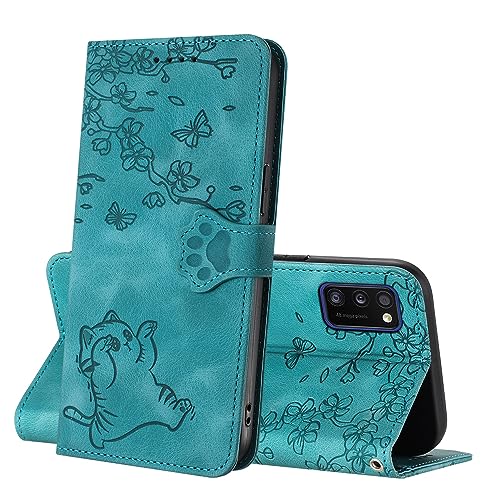 Netany Hülle für Samsung Galaxy A41, Leder PU Brieftasche Handyhülle Case, mit Kartenfächern Standfunktion Stoßfeste Magnetklappe Handyhülle kompatibel mit Samsung A41 (Blau) von Netany