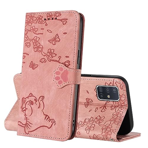 Netany Hülle für Samsung Galaxy A51 4G / M40S, Leder PU Brieftasche Handyhülle Case, mit Kartenfächern Standfunktion Stoßfeste Magnetklappe Handyhülle kompatibel mit Samsung A51 4G / M40S (Rosa) von Netany