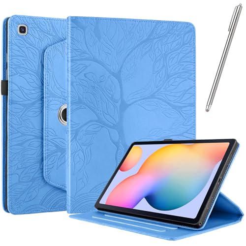 Netany Hülle für Samsung Galaxy Tab A7 Lite 8.7 Zoll 2021 - PU Leder Schutzhülle Flip Hülle, mit Stifthalter und Stylus 360 Grad verstellbare Schutzhülle Lebensbaums - Blau von Netany