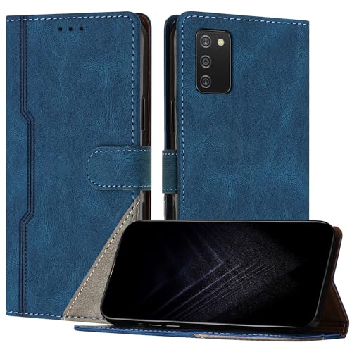 Netany Schutzhülle für Samsung Galaxy A03S, PU Leder Flip Wallet Handyhülle mit magnetisch Kartenfächer Standfunktion Hülle für Galaxy A03S - Blau von Netany