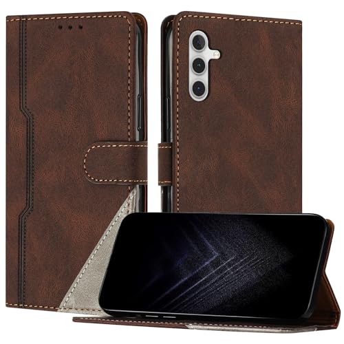 Netany Schutzhülle für Samsung Galaxy A24 4G, PU Leder Flip Wallet Handyhülle mit magnetisch Kartenfächer Standfunktion Hülle für Galaxy A24 4G - Braun von Netany