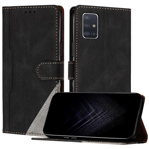 Netany Schutzhülle für Samsung Galaxy A71 4G, PU Leder Flip Wallet Handyhülle mit magnetisch Kartenfächer Standfunktion Hülle für Galaxy A71 4G - Schwarz von Netany