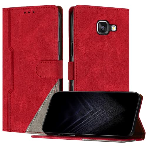 Netany Schutzhülle für Samsung Galaxy A710/A7 2016, PU Leder Flip Wallet Handyhülle mit magnetisch Kartenfächer Standfunktion Hülle für Galaxy A710 - Rot von Netany