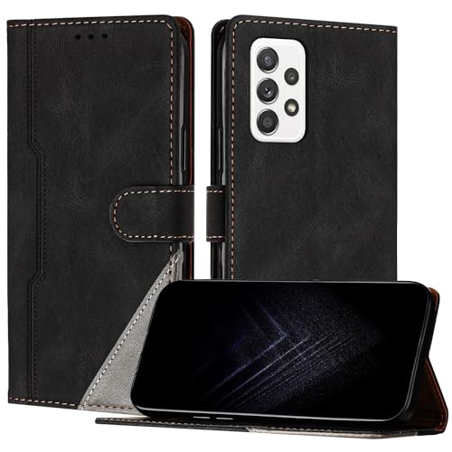 Netany Schutzhülle für Samsung Galaxy A72 5G, PU Leder Flip Wallet Handyhülle mit magnetisch Kartenfächer Standfunktion Hülle für Galaxy A72 5G - Schwarz von Netany