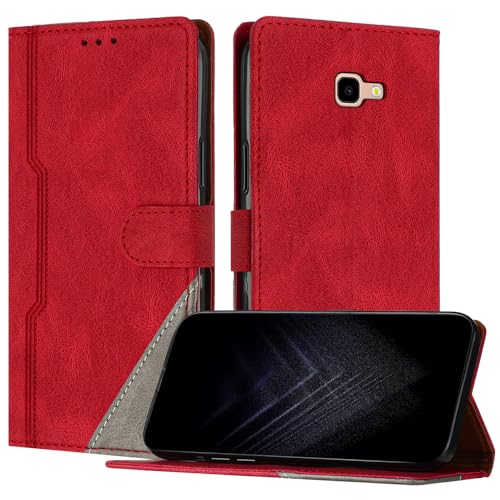 Netany Schutzhülle für Samsung Galaxy J4 Plus 2018, PU Leder Flip Wallet Handyhülle mit magnetisch Kartenfächer Standfunktion Hülle für Galaxy J4 Plus 2018 - Rot von Netany