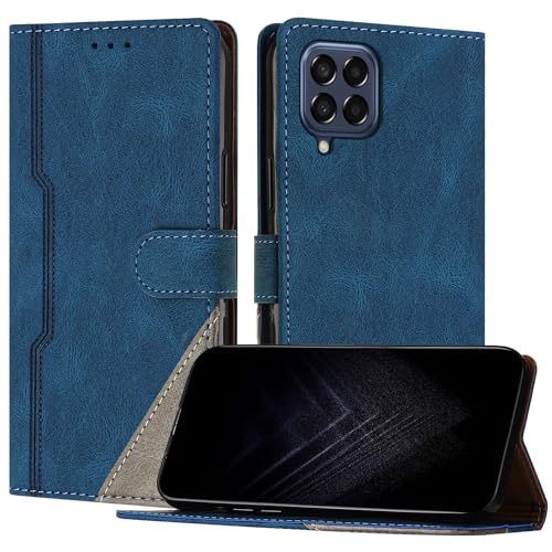 Netany Schutzhülle für Samsung Galaxy M33 5G, PU Leder Flip Wallet Handyhülle mit magnetisch Kartenfächer Standfunktion Hülle für Galaxy M33 5G - Blau von Netany