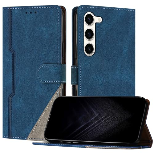 Netany Schutzhülle für Samsung Galaxy S23, PU Leder Flip Wallet Handyhülle mit magnetisch Kartenfächer Standfunktion Hülle für Galaxy S23 - Blau von Netany