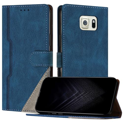 Netany Schutzhülle für Samsung Galaxy S6, PU Leder Flip Wallet Handyhülle mit magnetisch Kartenfächer Standfunktion Hülle für Galaxy S6 - Blau von Netany