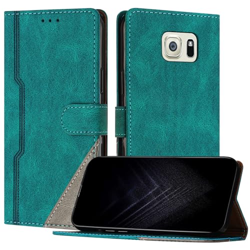 Netany Schutzhülle für Samsung Galaxy S6 Edge, PU Leder Flip Wallet Handyhülle mit magnetisch Kartenfächer Standfunktion Hülle für Galaxy S6 Edge - Grün von Netany