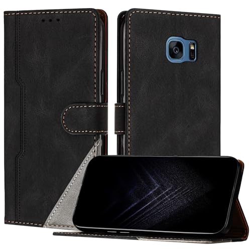 Netany Schutzhülle für Samsung Galaxy S7, PU Leder Flip Wallet Handyhülle mit magnetisch Kartenfächer Standfunktion Hülle für Galaxy S7 - Schwarz von Netany