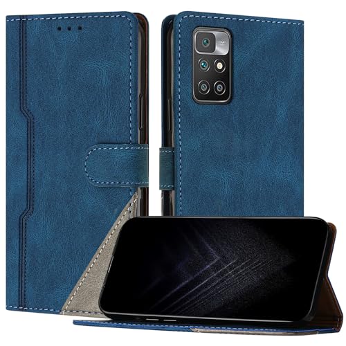 Netany Schutzhülle für Xiaomi Redmi 10 / Redmi 10 2022, PU Leder Flip Wallet Handyhülle mit magnetisch Kartenfächer Standfunktion Hülle für Redmi 10 - Blau von Netany