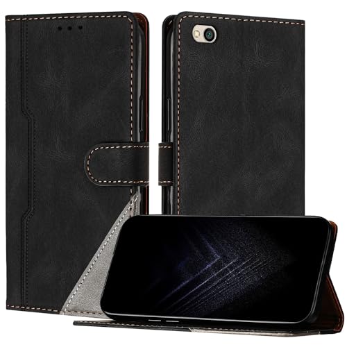 Netany Schutzhülle für Xiaomi Redmi 5A, PU Leder Flip Wallet Handyhülle mit magnetisch Kartenfächer Standfunktion Hülle für Redmi 5A - Schwarz von Netany