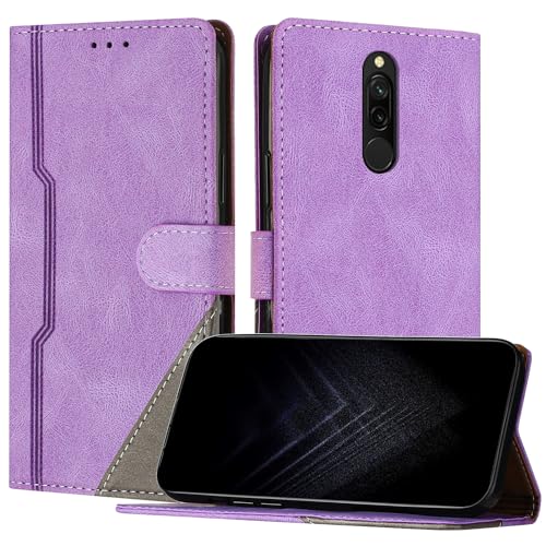 Netany Schutzhülle für Xiaomi Redmi 8 / 8A, PU Leder Flip Wallet Handyhülle mit magnetisch Kartenfächer Standfunktion Hülle für Redmi 8 - Lila von Netany