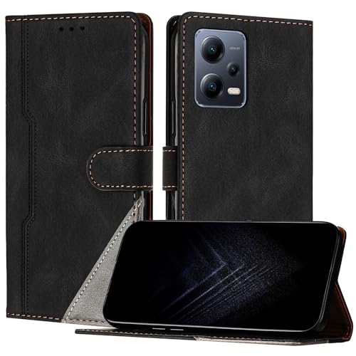 Netany Schutzhülle für Xiaomi Redmi Note 12 Pro 5G /Poco X5 Pro 5G, PU Leder Flip Wallet Handyhülle mit magnetisch Kartenfächer Standfunktion Hülle für Redmi Note 12 Pro 5G - Schwarz von Netany