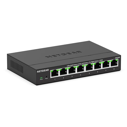 NETGEAR 8-Port Multi-Gigabit Ethernet Plus Switch (MS308E) – Managed, mit 8 x 1G/2,5G, Desktop- oder Wandbefestigung und eingeschränktem Schutz über 5 Jahre von Netgear