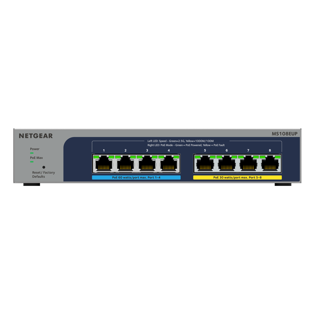 NETGEAR 8-Port Ultra60 Switch (MS108EUP) [8x 2.5 Gigabit LAN mit PoE++] von Netgear