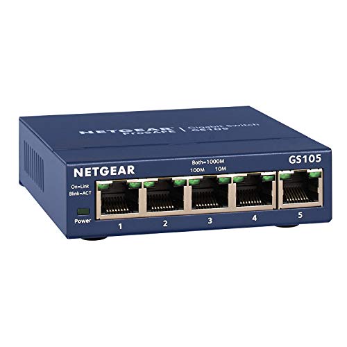 NETGEAR GS105UK 5-Port Gigabit Ethernet Network Switch, Hub, Internet Splitter, Desktop and ProSAFE Lifetime Protection von Netgear