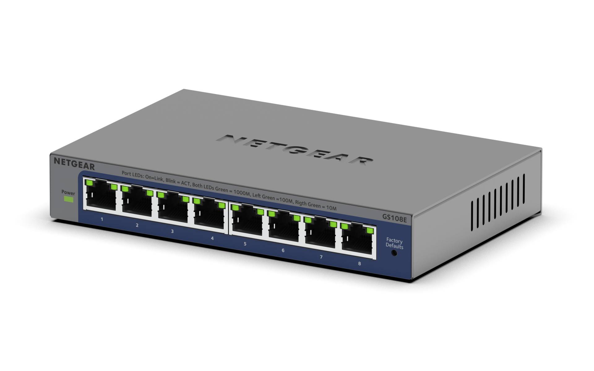 NETGEAR GS108Ev4 Unmanaged L2/L3 Gigabit Ethernet (10/100/1000) Grau von Netgear