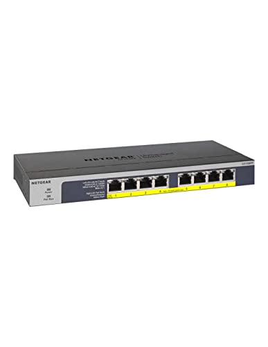 NETGEAR GS108LP PoE Switch 8 Port Gigabit Ethernet LAN Switch mit 8x PoE+ 60W (Plug-and-Play Netzwerk Switch PoE, lüfterlos, Rack-Montage möglich, ProSAFE Lifetime-Garantie) von Netgear