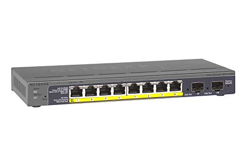 NETGEAR GS110TP 10 Port Gigabit Ethernet LAN PoE Switch Smart (Managed Netzwerk Switch mit 8x PoE 53W, 2x 1G-SFP, ProSAFE Lifetime-Garantie) von Netgear