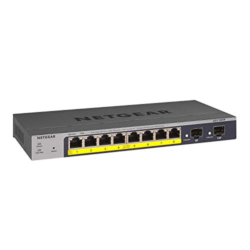 NETGEAR GS110TP 10 Port Gigabit Ethernet LAN PoE Switch Smart (Managed mit 8x PoE+ 55W, 2x 1G-SFP, lokales Management oder Remote per Insight Cloud, lüfterlos, ProSAFE Lifetime-Garantie) von Netgear