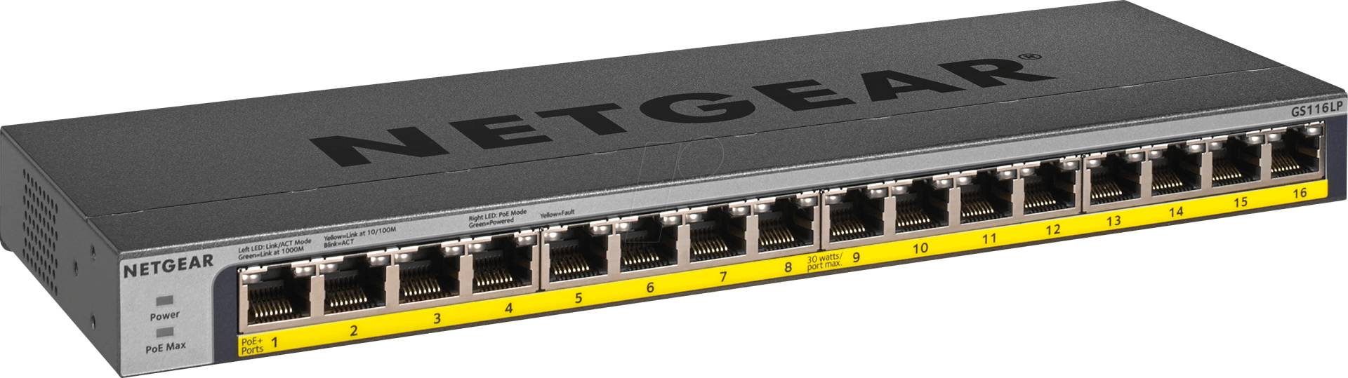 NETGEAR GS116LP - Switch, 16-Port, Gigabit Ethernet, PoE von Netgear