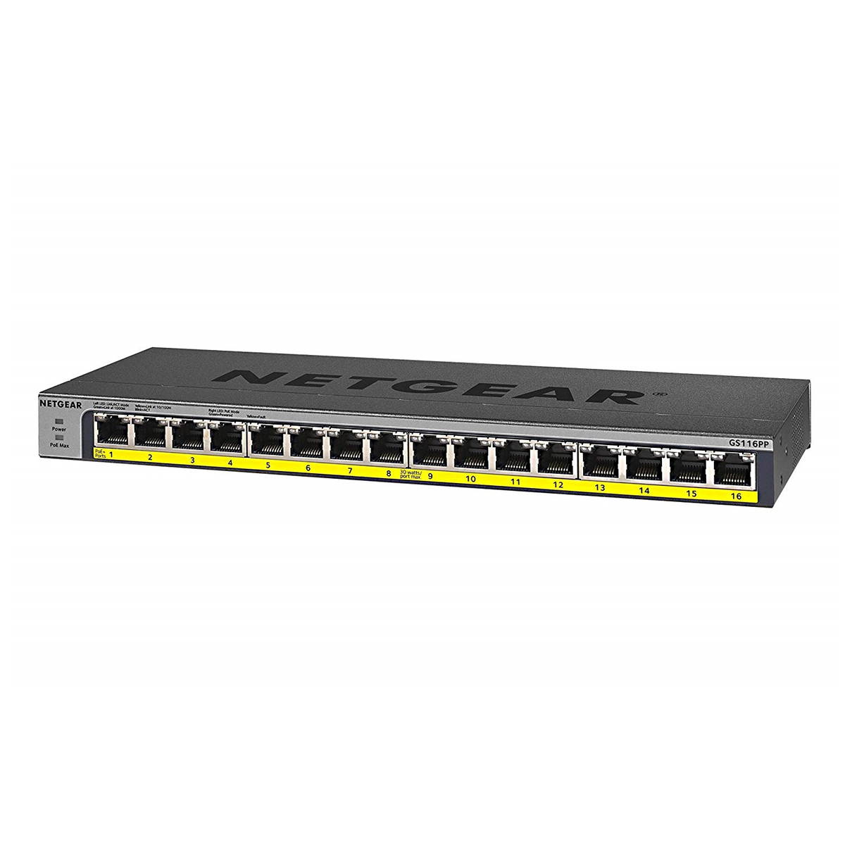 NETGEAR GS116PP Unmanaged Switch [16x Gigabit Ethernet PoE+, 183W] von Netgear
