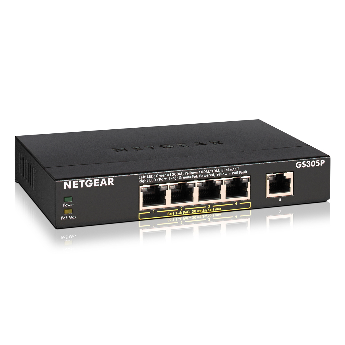 NETGEAR GS305P SOHO Unmanaged Switch [5x Gigabit Ethernet, 4x PoE+, 63W] von Netgear