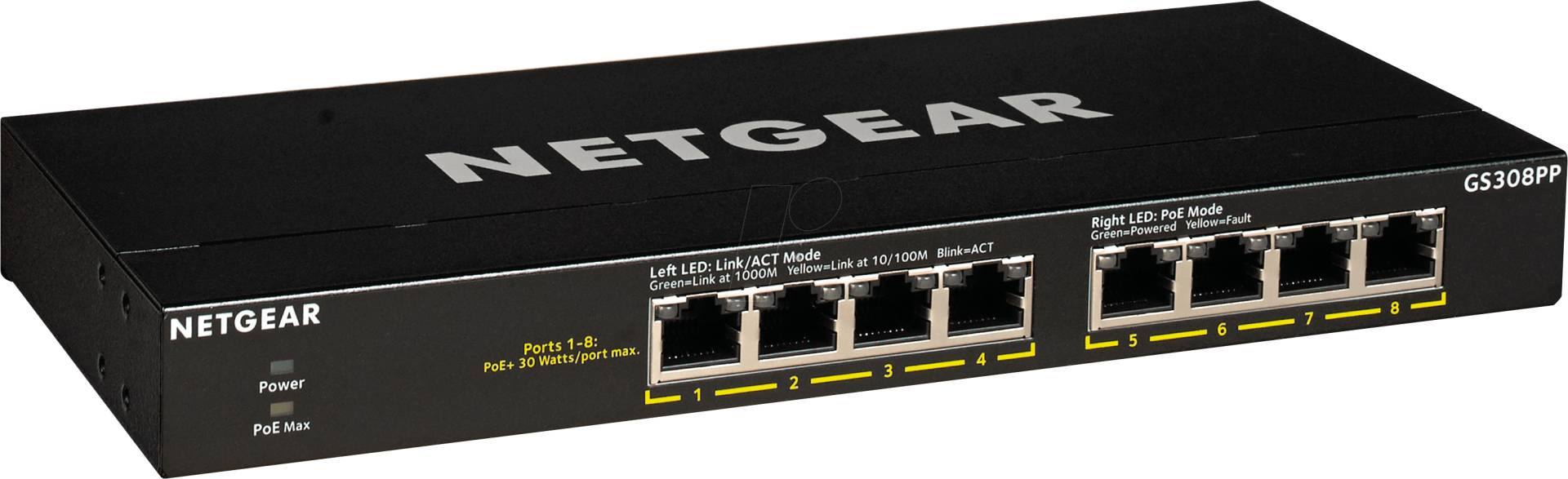 NETGEAR GS308PP - Switch, 8-Port, Gigabit Ethernet, PoE+ von Netgear