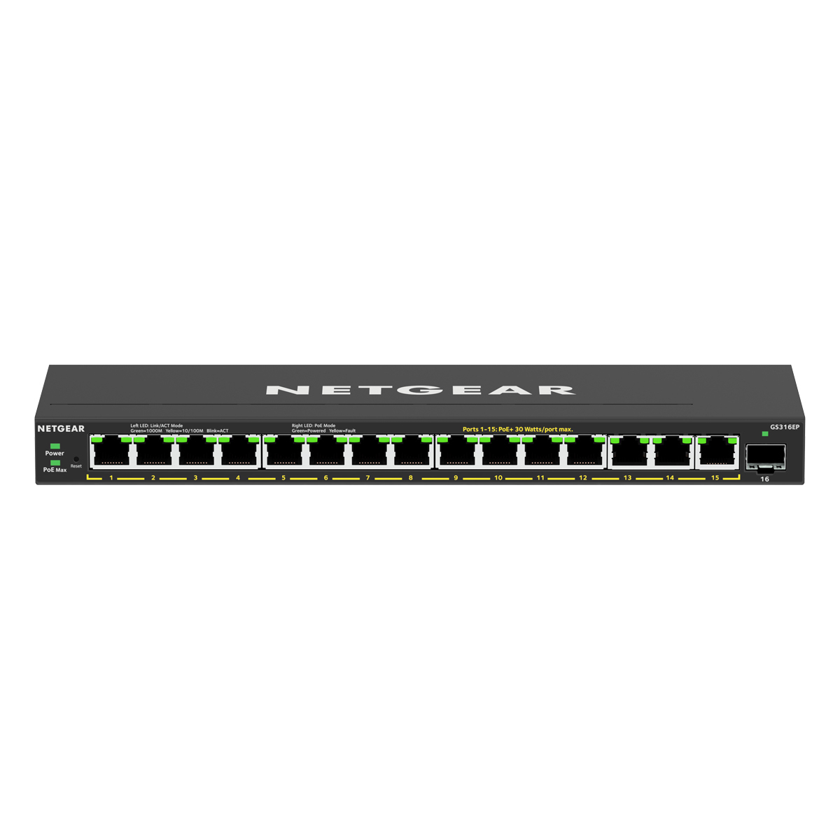 NETGEAR GS316EP SOHO Plus Switch [16x Gigabit Ethernet, 15x PoE+, 180W] von Netgear