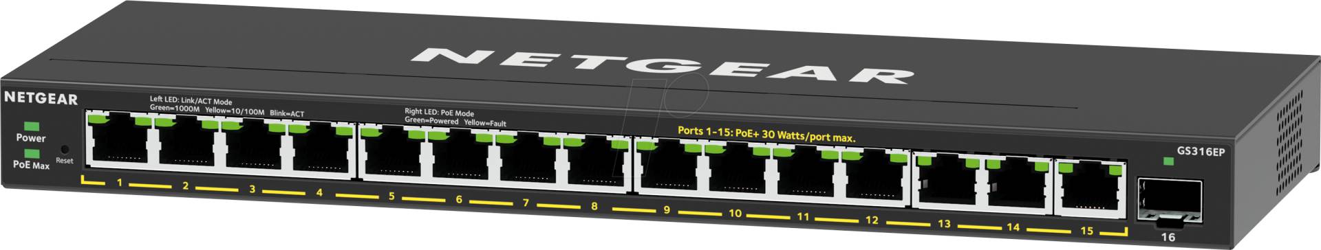 NETGEAR GS316EP - Switch, 16-Port, Gigabit Ethernet, PoE+ von Netgear