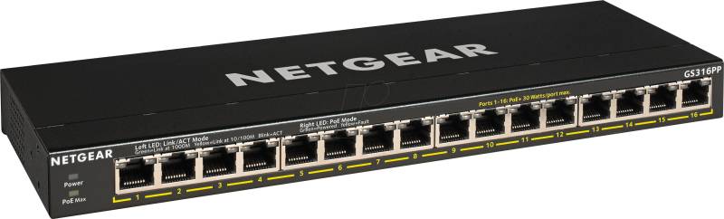 NETGEAR GS316PP - Switch, 16-Port, Gigabit Ethernet, PoE+ von Netgear