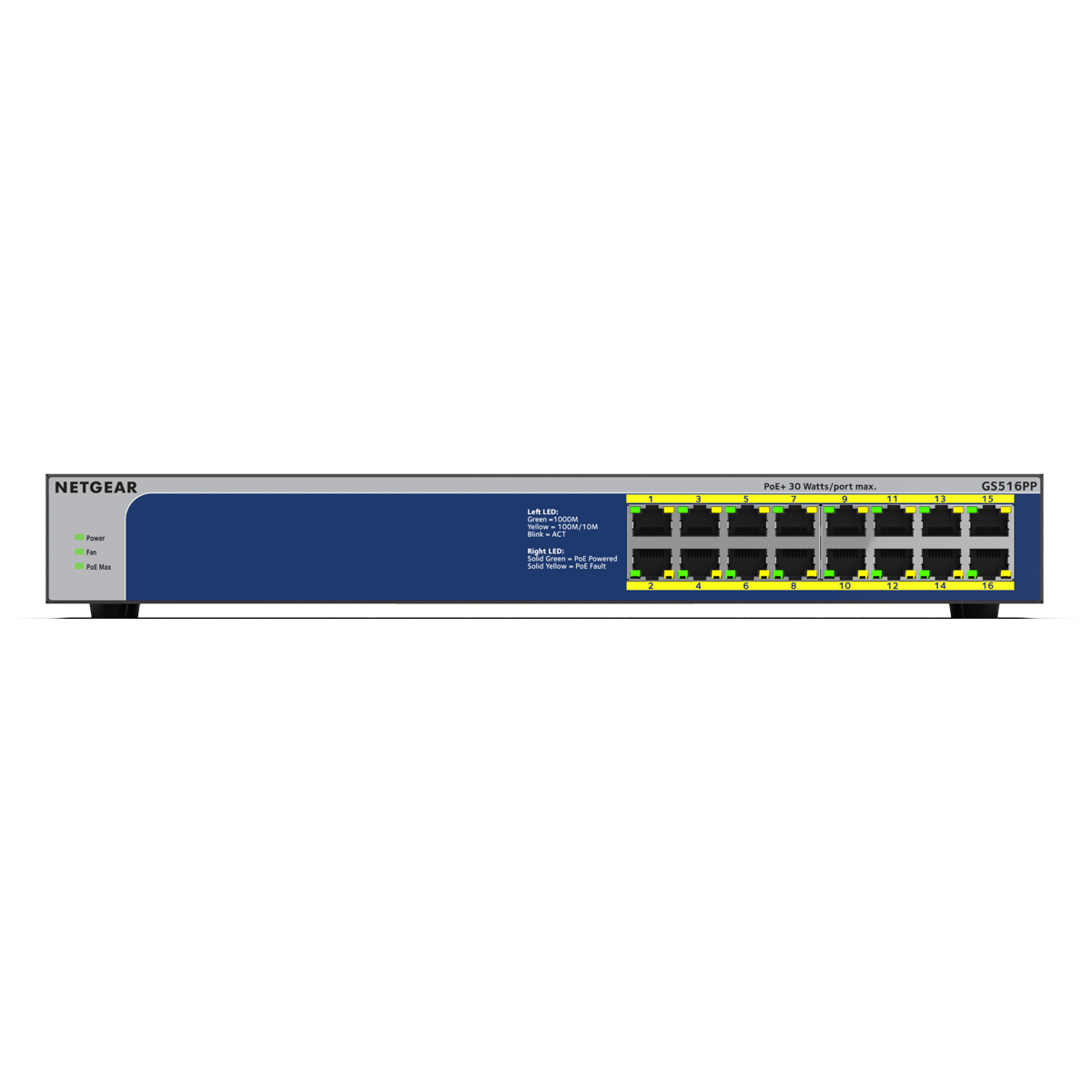 NETGEAR GS516PP 16-Port Unmanaged Switch [16x Gigabit Ethernet, PoE+ 260W] von Netgear