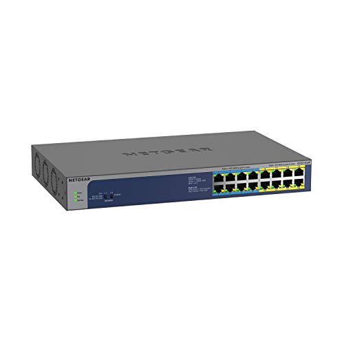 NETGEAR GS516UP Switch 16 Port Gigabit Ethernet LAN Ultra60-PoE Switch (mit 8x PoE+ und 8x PoE++ 380W, Plug-and-Play, Desktop oder 19 Zoll Rack-Montage, mit ProSAFE Lifetime-Garantie) von Netgear