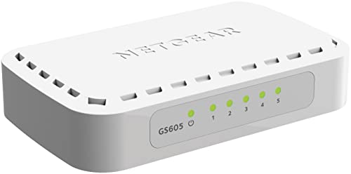 NETGEAR GS605 Switch 5-Port Gigabit Ethernet LAN Switch (Plug-and-Play Netzwerk Switch, LAN Verteiler, energieffizienter Hub, lüfterlos) von Netgear