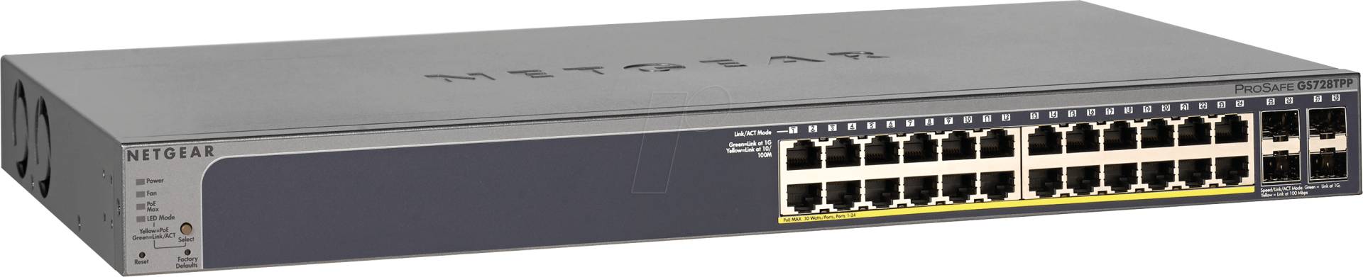 NETGEAR GS728T2P - Switch, 28-Port, Gigabit Ethernet,  PoE, SFP von Netgear