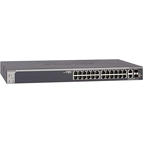 NETGEAR GS728TX 28 Port Gigabit/10GbE Stackable LAN Switch Smart (Netzwerk Switch Managed mit 2x 10G Kupfer und 2x 10G-SFP+, Desktop oder 19 Zoll Rack-Montage, ProSAFE Lifetime-Garantie) von Netgear