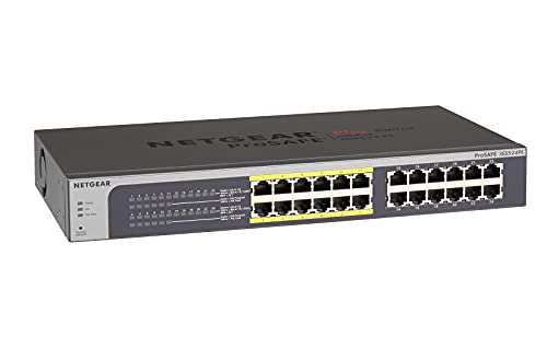NETGEAR JGS524PE PoE Switch 24 Port Gigabit Ethernet LAN Switch Plus mit 12 PoE 100W (Netzwerk Switch Managed, IGMP, QoS, VLAN, Switch 19 Zoll Rack-Montage, ProSAFE Lifetime-Garantie) von Netgear