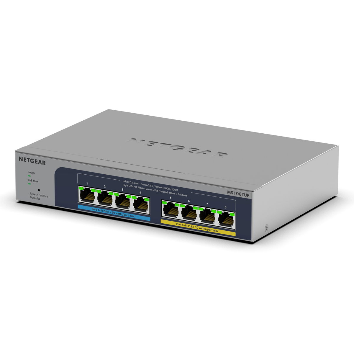 NETGEAR MS108TUP Managed Switch 8x 2,5 Gbit/s Ethernet (4x PoE+ und 4x PoE++, max. 230W) von Netgear