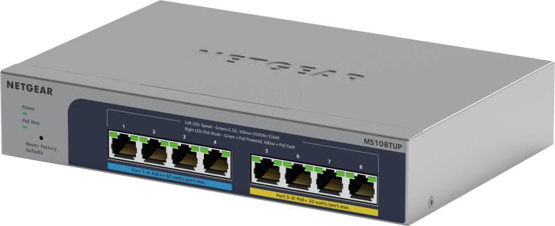 NETGEAR MS108TUP - Switch, 8-Port, 2,5 Gigabit Ethernet, PoE++ von Netgear