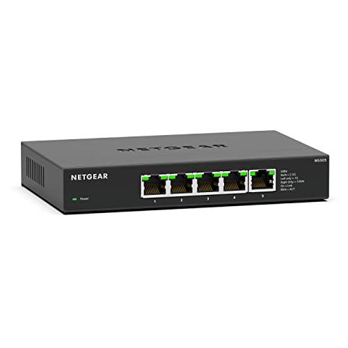 NETGEAR MS305 5 Port 2.5 gbit Switch | Multi-Gigabit LAN Switch (Netzwerk Switch mit 5x 1G/2,5G, Desktop oder Wandmontage und eingeschränkter 3 Jahre Garantie) von Netgear