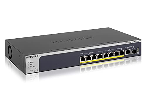 NETGEAR MS510TXPP 10 Port 10gb Switch | Multi-Gigabit LAN PoE Switch Smart (Managed mit 8x PoE+ 180W, 1x 10G-SFP+, Desktop oder 19 Zoll Rack-Montage, ProSAFE Lifetime-Garantie) von Netgear