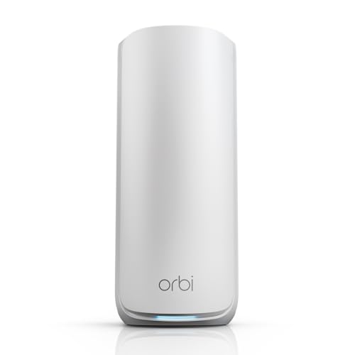 NETGEAR Orbi 870-Serie (RBE870) Tri-Band WiFi 7-Mesh-Zusatzsatellit – kompatibel mit Orbi RBE872 und RBE873, bietet zusätzliche Abdeckung von bis zu 200 m², BE21000 802.11be (max 21 GBit/s), weiß von Netgear