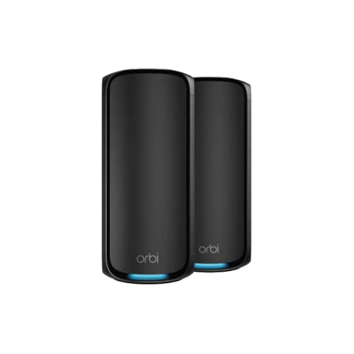 NETGEAR Orbi 7 Mesh Quad-Band WiFi-System der neuen Generation (RBE972SB), WiFi 7 Plus-Satellitenrouter, deckt 600 m² und 200 Geräte ab, BE27000, 27 Gbit/s, OK, sehr Dicke Wände, kompatibel mit Boxen von Netgear